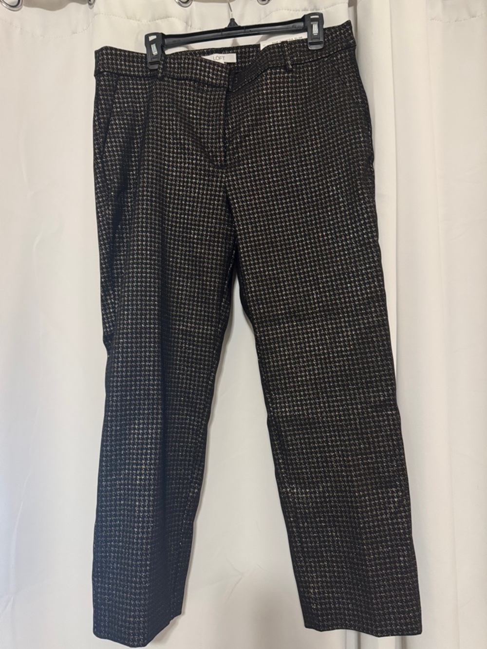 LOFT the Riviera Slim Black and gold  Houndstooth women’s Dress Pants